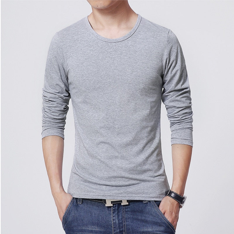 2022 MRMT Brand New Men's T-Shirts Long Sleeve Slim Men T-Shirt Young Man Pure Color Tops Tees Shirt O-Neck For Male Boys Tshir