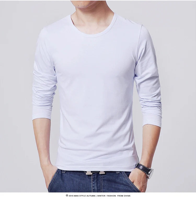 2022 MRMT Brand New Men's T-Shirts Long Sleeve Slim Men T-Shirt Young Man Pure Color Tops Tees Shirt O-Neck For Male Boys Tshir
