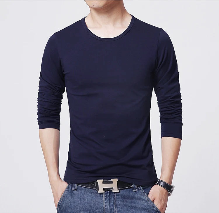 2022 MRMT Brand New Men's T-Shirts Long Sleeve Slim Men T-Shirt Young Man Pure Color Tops Tees Shirt O-Neck For Male Boys Tshir