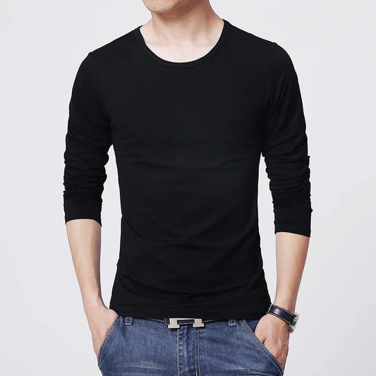 2022 MRMT Brand New Men's T-Shirts Long Sleeve Slim Men T-Shirt Young Man Pure Color Tops Tees Shirt O-Neck For Male Boys Tshir