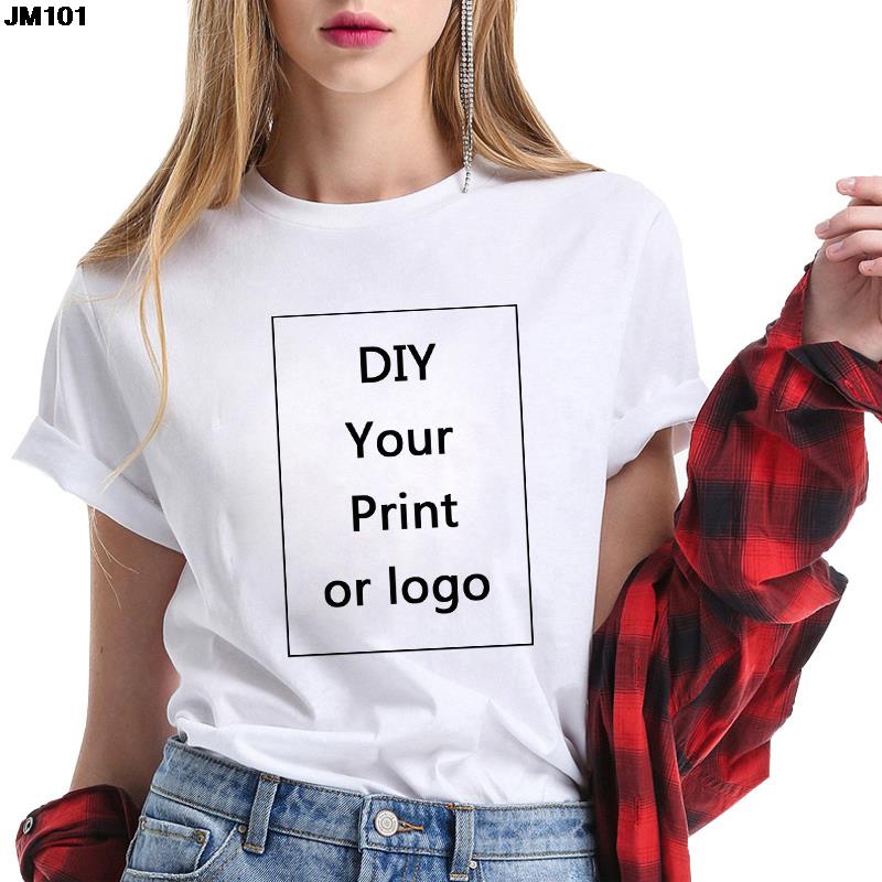 Customized Printed Leisure T Shirt Harajuku Women Tee DIY Your Like Photo Or Logo White T-shirt Fashion Custom Men's Tops Tshirt Regular