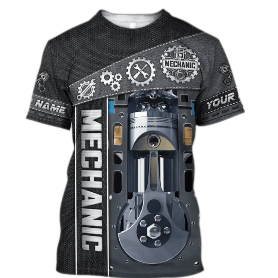 2022 Summer Fashion Mens T Shirt Personalized Name Mechanic 3D All Over Printed Tops Unisex Tshirts Street Casual Sports T-shirt