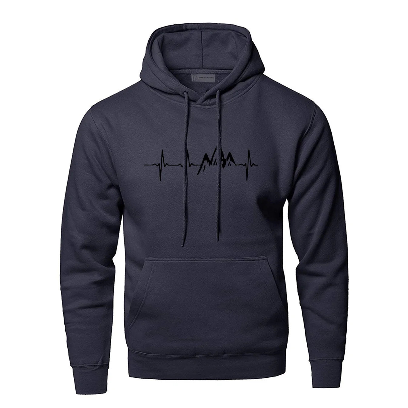 Mountain Heartbeat Hoodies Sweatshirt Men Sound Ray Diagram Hooded Sweatshirt Hoodie Winter Autumn Print Black Gray Sportswear Regular