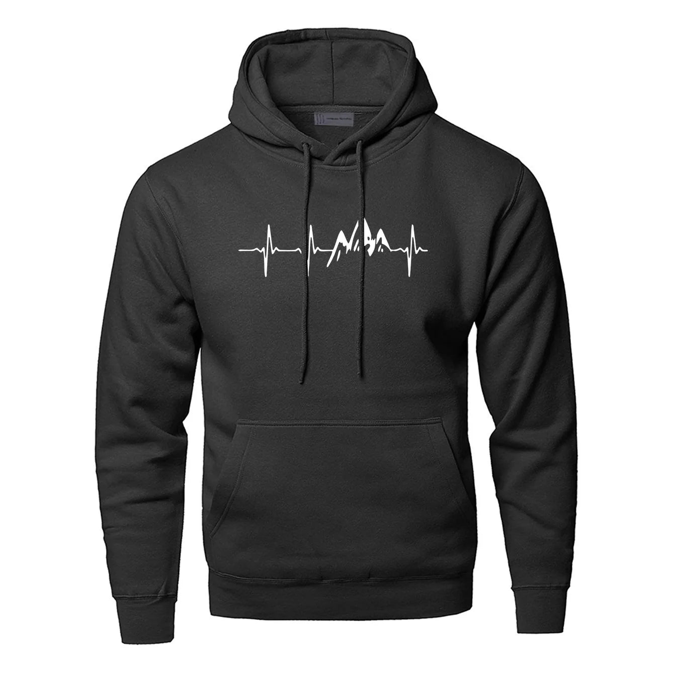 Mountain Heartbeat Hoodies Sweatshirt Men Sound Ray Diagram Hooded Sweatshirt Hoodie Winter Autumn Print Black Gray Sportswear Regular