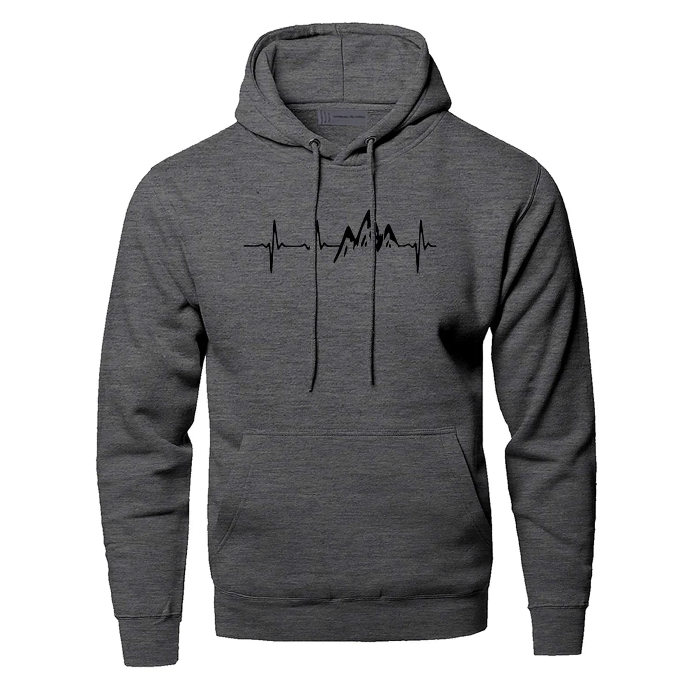 Mountain Heartbeat Hoodies Sweatshirt Men Sound Ray Diagram Hooded Sweatshirt Hoodie Winter Autumn Print Black Gray Sportswear Regular
