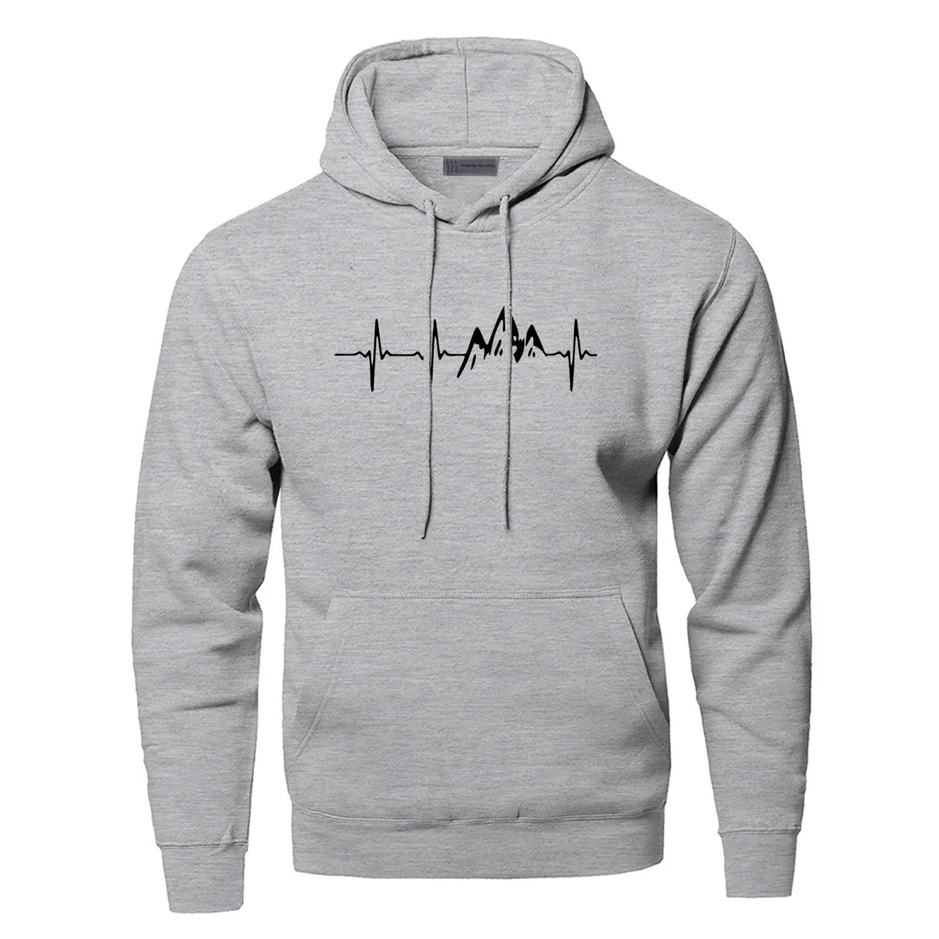 Mountain Heartbeat Hoodies Sweatshirt Men Sound Ray Diagram Hooded Sweatshirt Hoodie Winter Autumn Print Black Gray Sportswear Regular